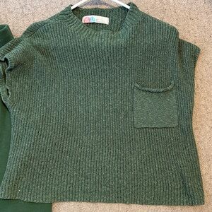 Free people set Green Knit Sweater with Pocket
